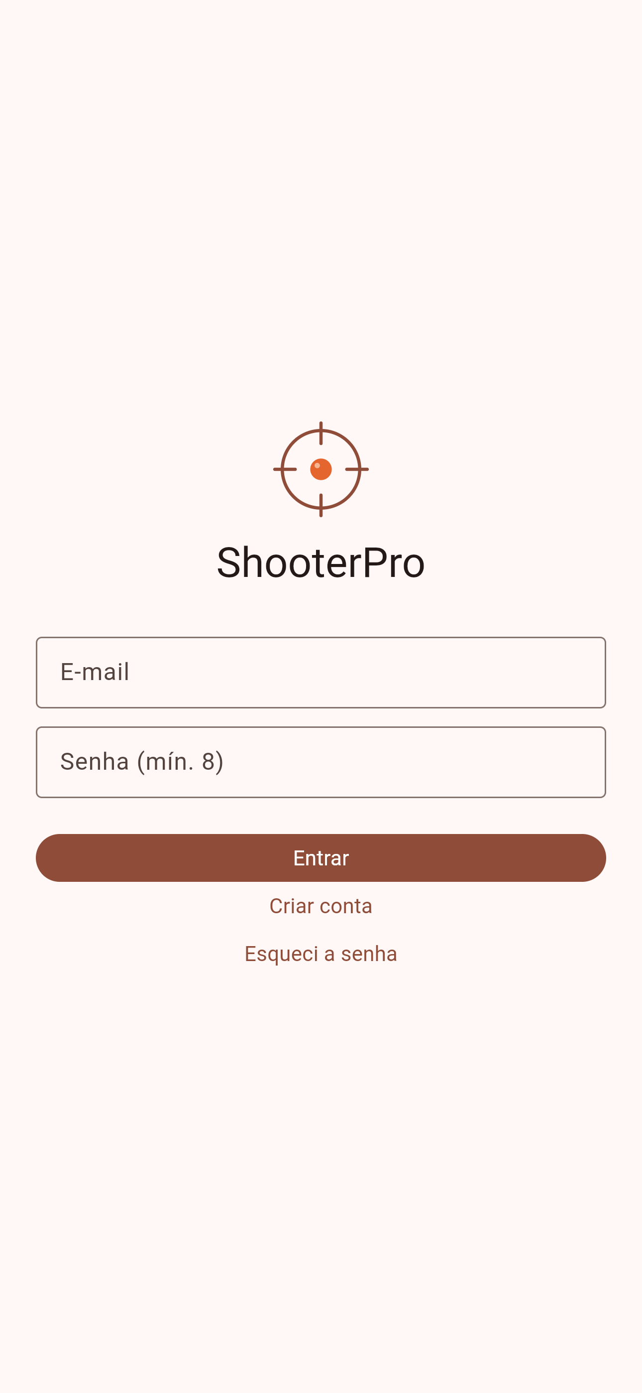 Tela de login do ShooterPro